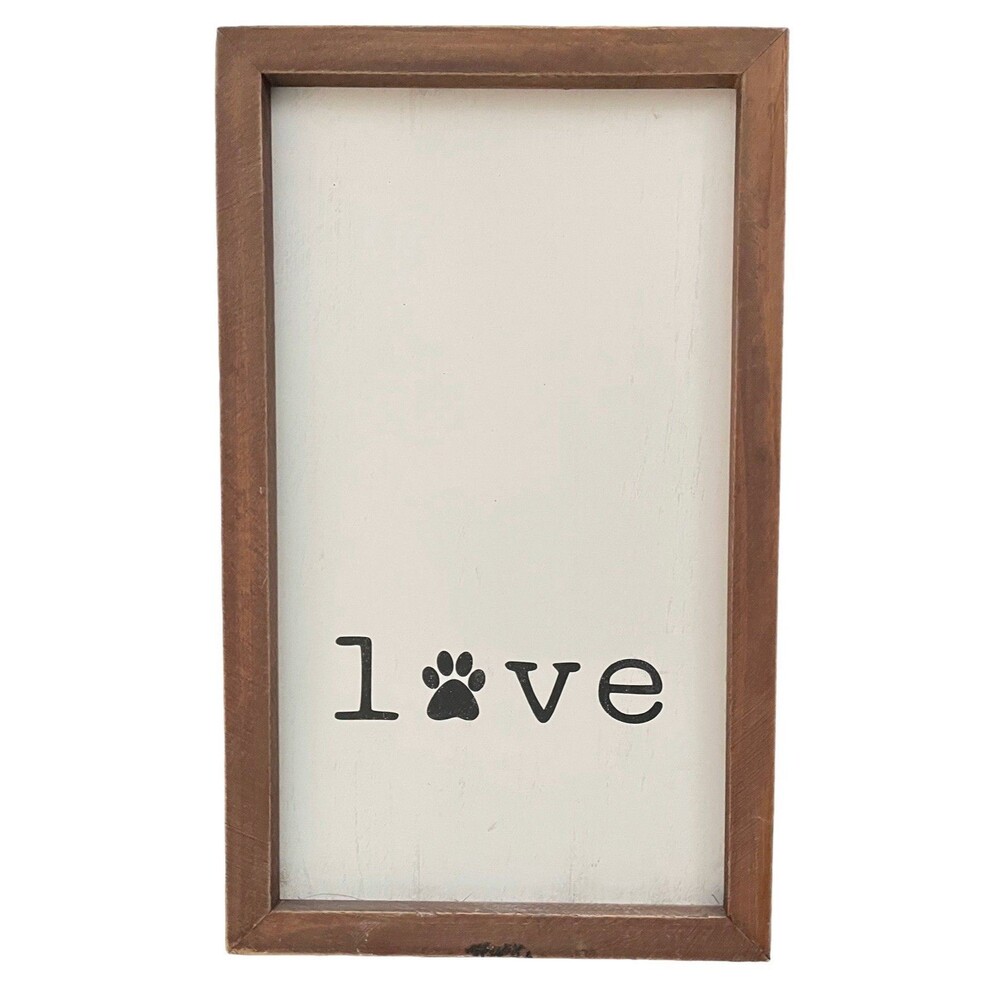 Wood Sign “Love” With Dog Foot Print. Can Put A Picture On It.